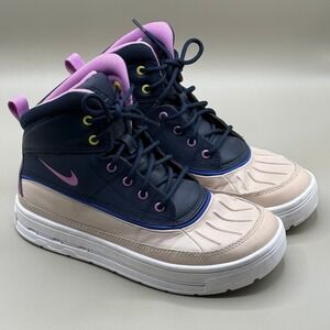 Nike ACG Kids Waterproof Winter Boots Navy Pink Size 5.5Y / Women 7